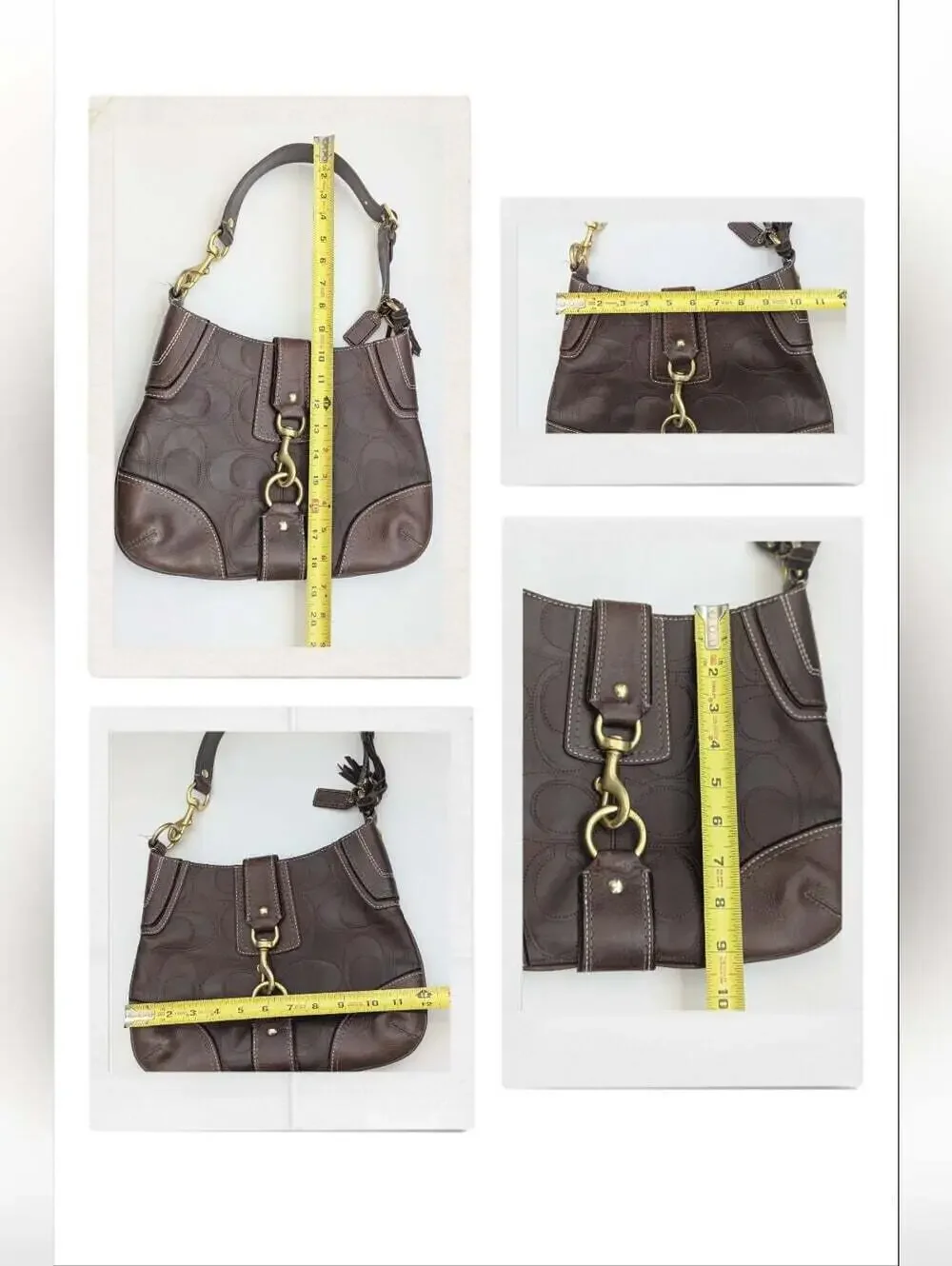 Vintage Coach Hampton Brown Embossed Stitch Signature Leather Hobo Bag/Purse